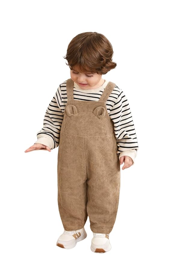 Baby Boys Solid Cotton Blend Style T Shirt and Dungaree Set