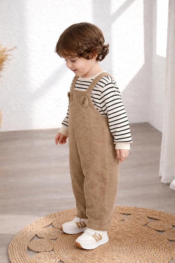 Baby Boys Solid Cotton Blend Style T Shirt and Dungaree Set