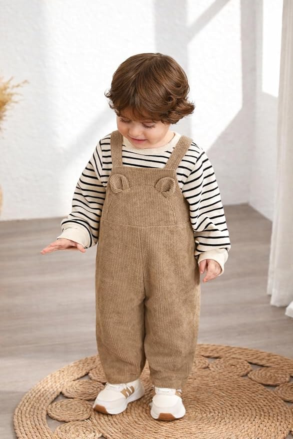 Baby Boys Solid Cotton Blend Style T Shirt and Dungaree Set