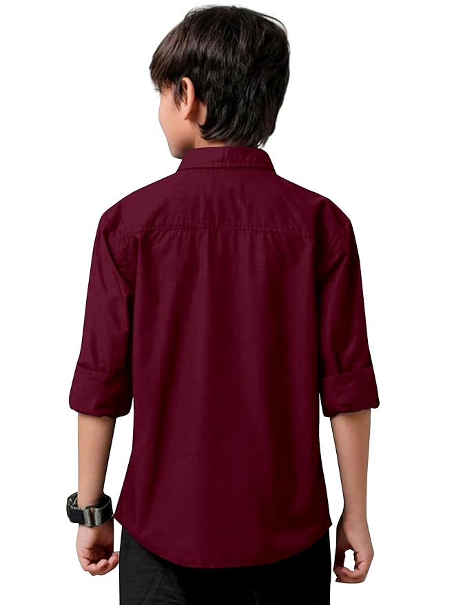 Boys' Cotton Casual Shirt – Full Sleeve Button-Down Shirt for Kids, School