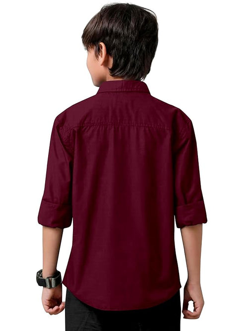 Boys' Cotton Casual Shirt – Full Sleeve Button-Down Shirt for Kids, School