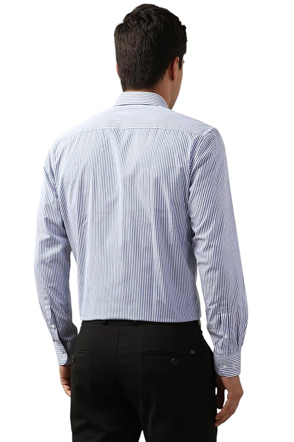 Men's Regular Fit Full Sleeve Striped Formal Shirt | Cotton Rich | Wonder Fabric | Premium Dobby Weave