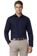 Men's Cotton Slim Fit Ditsy Printed Full Sleeve Shirt