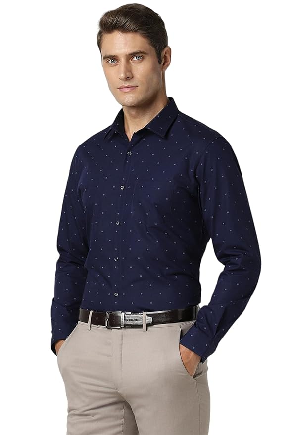 Men's Cotton Slim Fit Ditsy Printed Full Sleeve Shirt