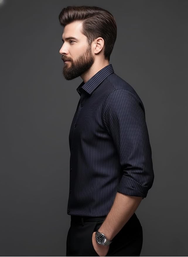 Men Shirt || Striped Shirt for Man || Full Sleeve|| Premimum Casual Style (Royal)