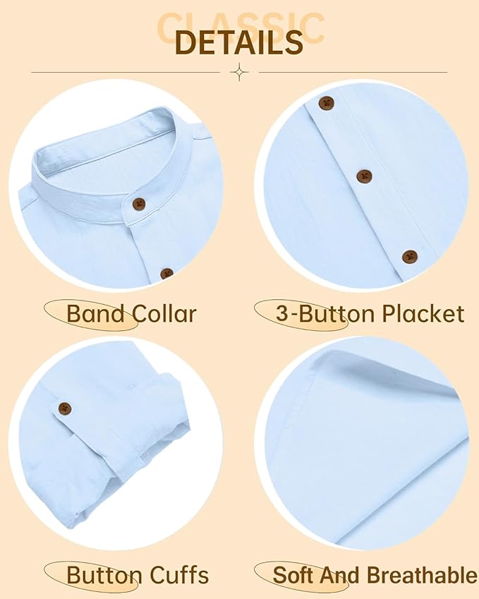 Cotton Polyester Blend Solid Casual Regular Fit Mandarin/Chinese Collor Short Kurta for Men