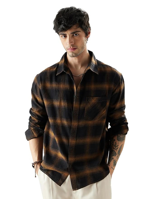 Brown Mustard and Black Men and Boys Relaxed fit Striped Full Sleeve Cotton Multicolored Men Relaxed Shirts Shirt For Men Casual Half Sleeves Regular Fit Printed Stylish Latest