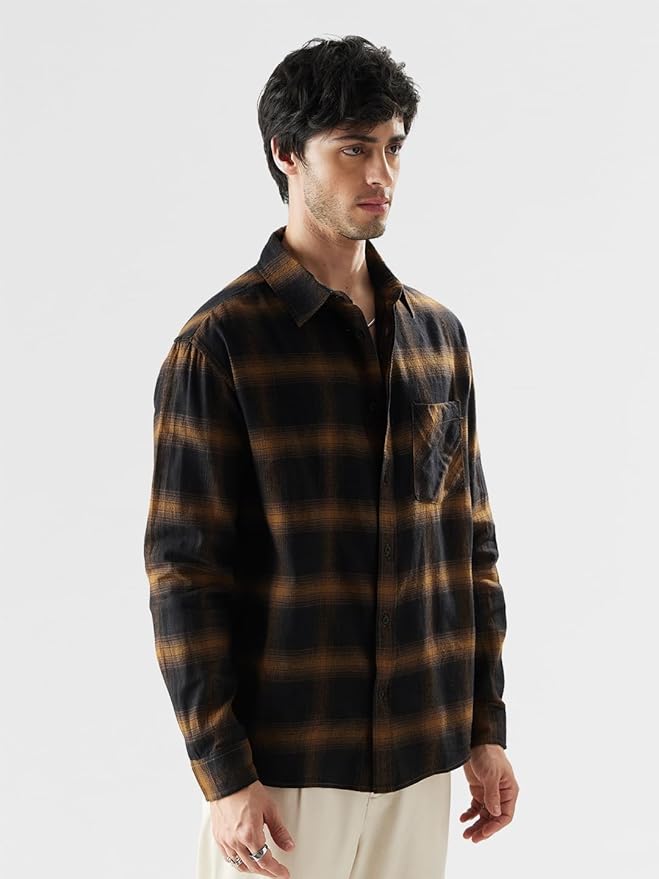 Brown Mustard and Black Men and Boys Relaxed fit Striped Full Sleeve Cotton Multicolored Men Relaxed Shirts Shirt For Men Casual Half Sleeves Regular Fit Printed Stylish Latest