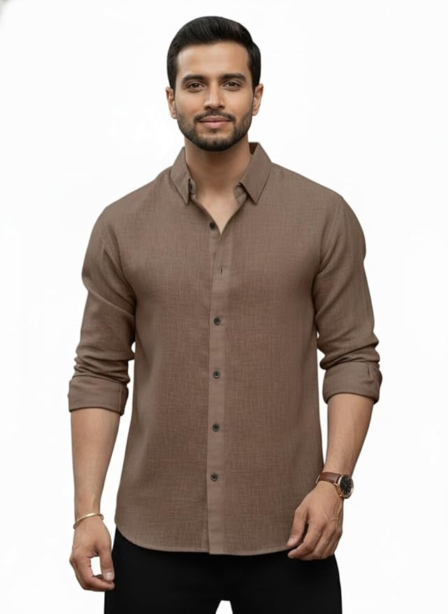 Men's Solid Linen Cotton Shirt | Casual | Plain | Full Sleeve | Summer-Regular Fit| Men Stylish Shirt | Everyday Formal Wear