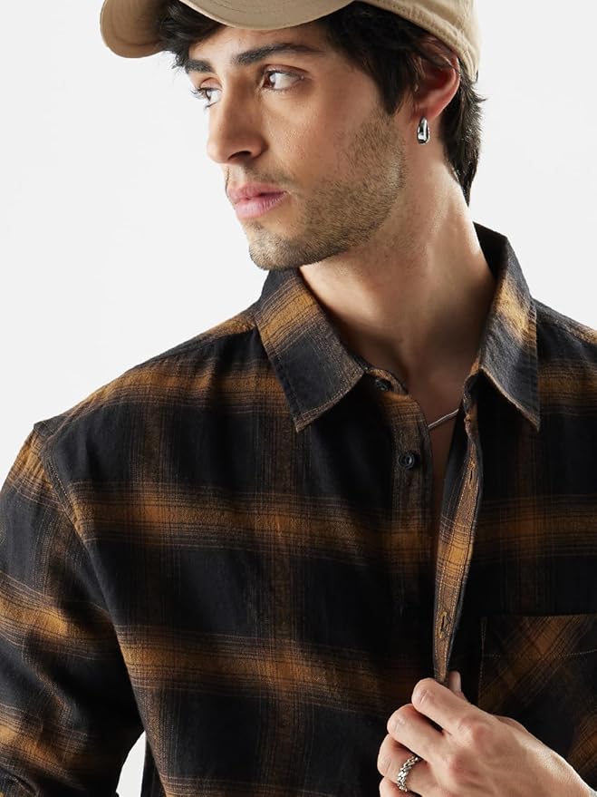 Brown Mustard and Black Men and Boys Relaxed fit Striped Full Sleeve Cotton Multicolored Men Relaxed Shirts Shirt For Men Casual Half Sleeves Regular Fit Printed Stylish Latest