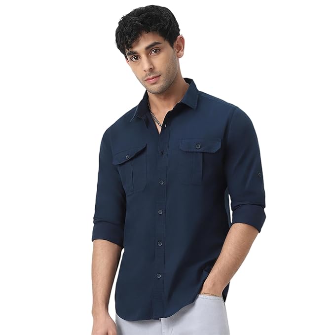 Men's Cotton Full Sleeve Regular Fit Casual Solid Shirt