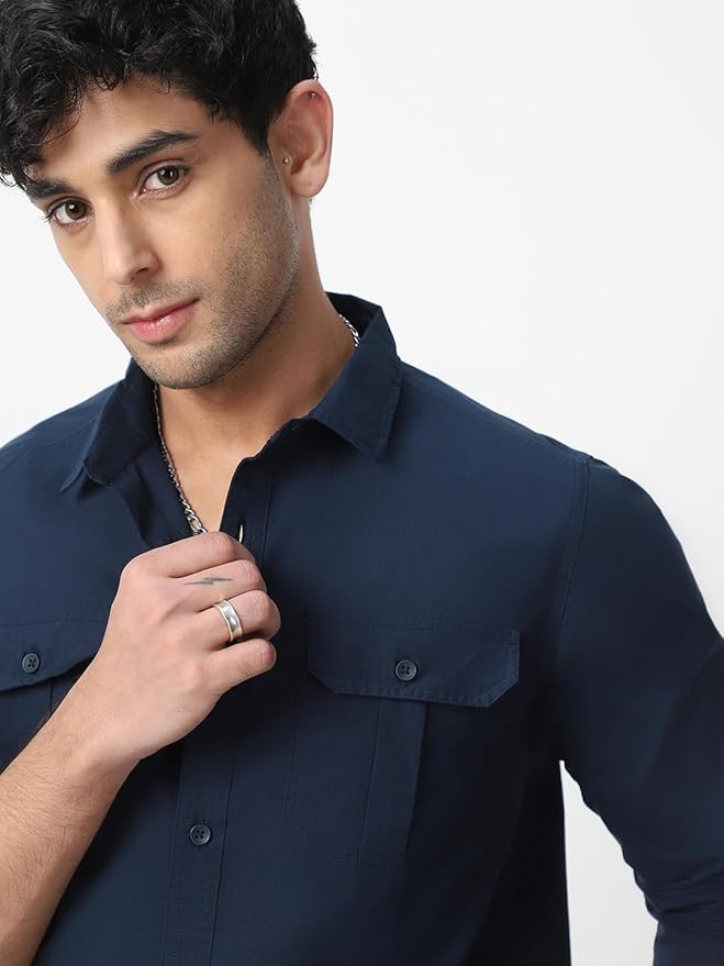 Men's Cotton Full Sleeve Regular Fit Casual Solid Shirt