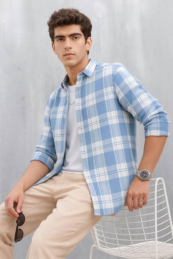 Men Full Sleeve Check Cotton Shirt/Shirt for Men