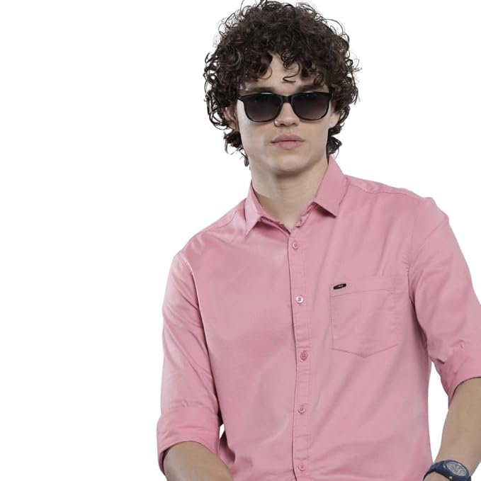 Men's Cotton Slim Fit Solid Full Sleeves Spread Collar Casual Shirt