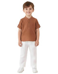 Boys Cotton T-Shirt and Pant Set | Chinese Collar Neck | 3/4 Sleeve Stylish Casual Wear for Kids | Comfortable & Breathable fabric