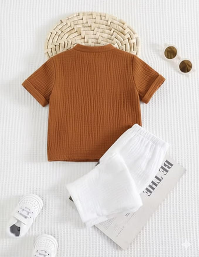 Boys Cotton T-Shirt and Pant Set | Chinese Collar Neck | 3/4 Sleeve Stylish Casual Wear for Kids | Comfortable & Breathable fabric