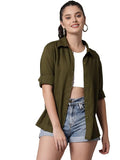 FASHION Women's Viscose Rayon Regular Fit Solid Casual Shirt