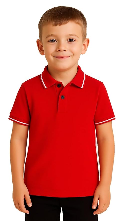 Boys Cotton Rich Solid Polo Tshirt | Collar Tshirts | Half Sleeves | Plain-Regular Fi