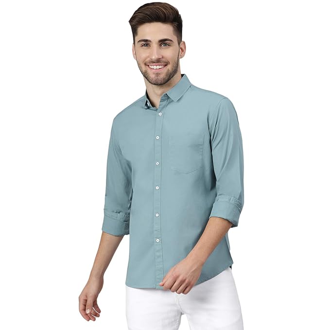 Men Cotton Solid Slim Fit Casual Shirt
