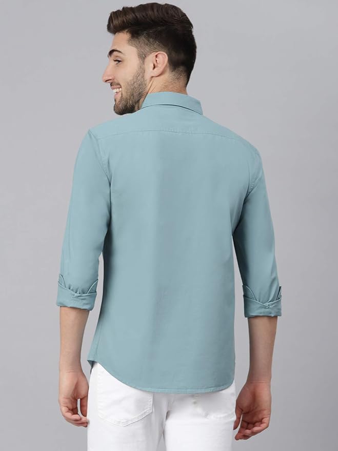 Men Cotton Solid Slim Fit Casual Shirt