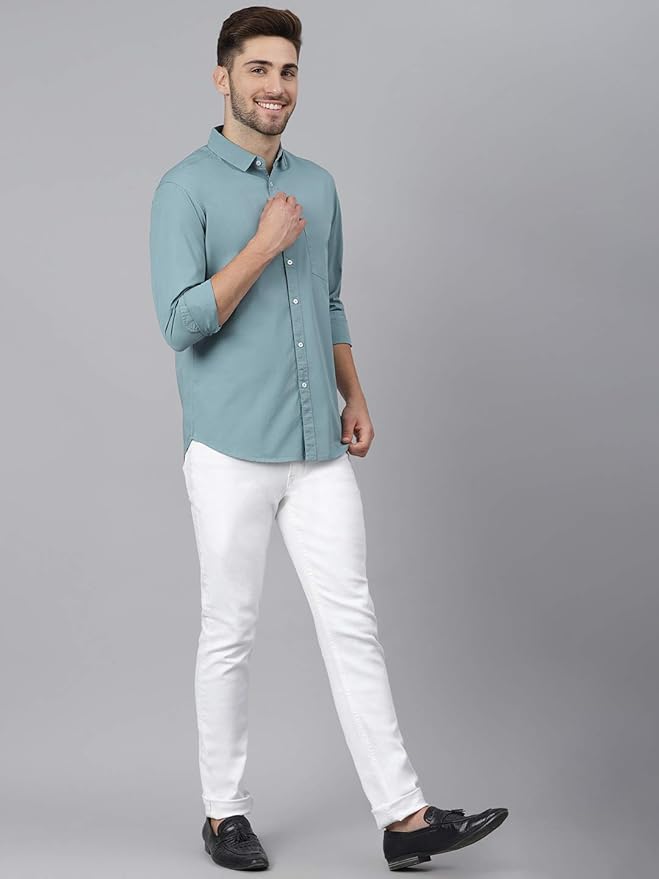 Men Cotton Solid Slim Fit Casual Shirt
